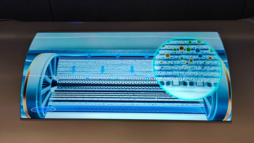 Схема фильтрационной кассеты на мультимедийном экране павильона «АТОМ»