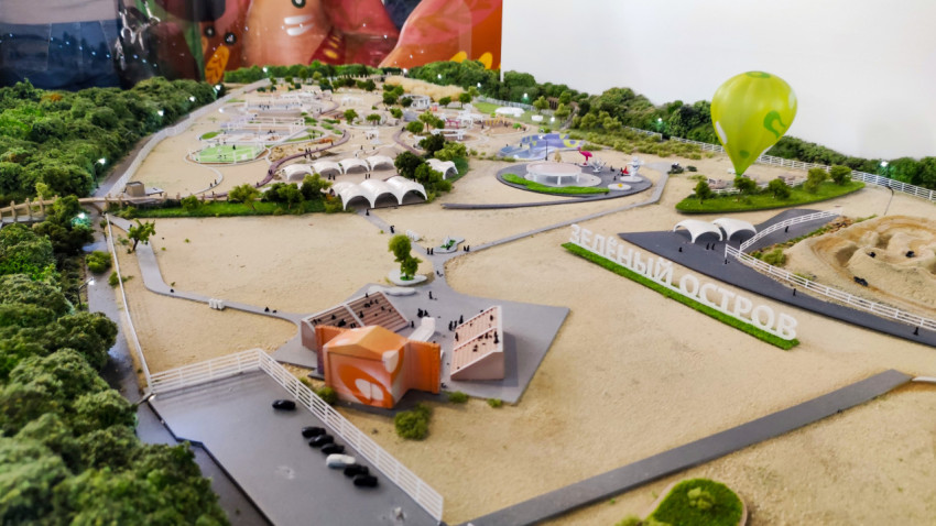 Макет нового парка «Зелёный остров» Липецкой области