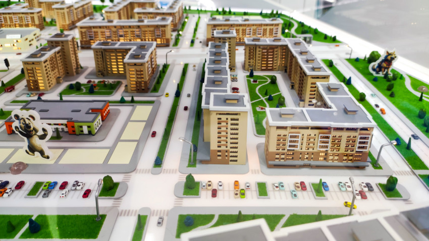 Макет современной жилой застройки с внутренними дворами