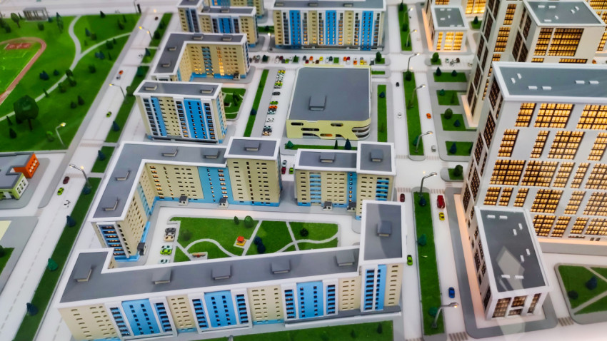 Макет квартальной застройки с внутренними дворами