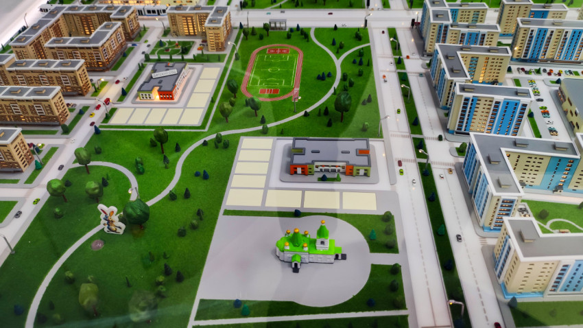 Макет парково-жилой зоны с элементами общественной инфраструктуры