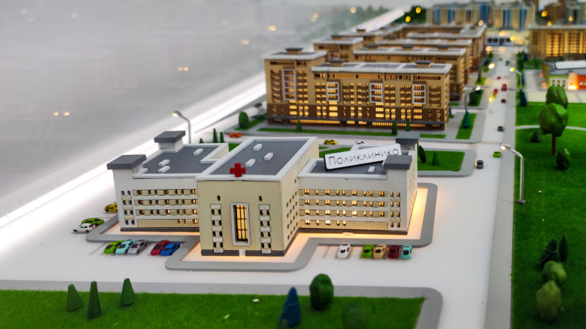 Макет поликлиники в жилом районе на экспозиции ВДНХ