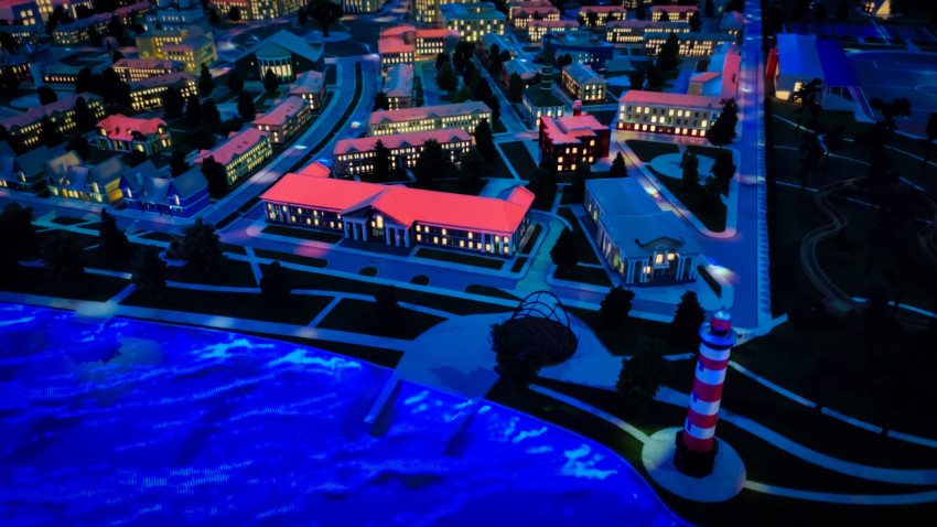 Макет «Атомграда» с учебными корпусами и зелёными зонами на ВДНХ