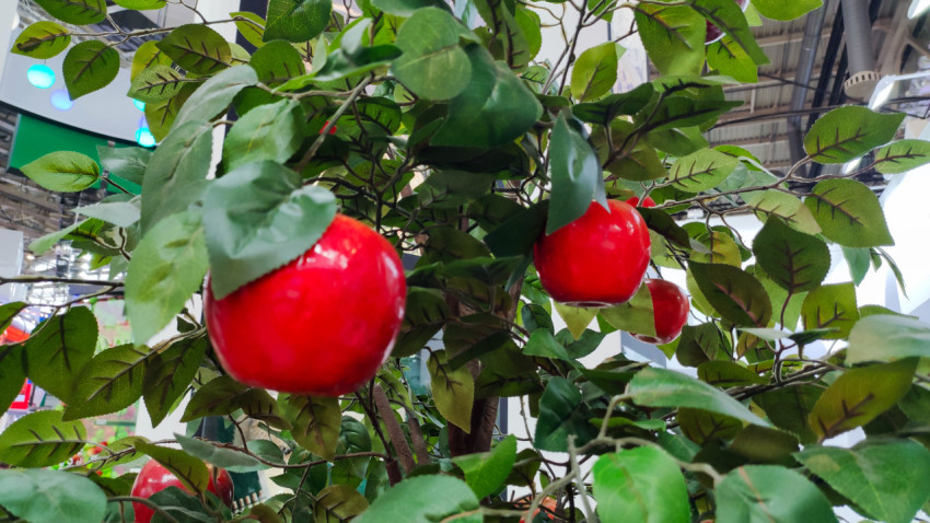 Искусственное яблоневое дерево с крупными декоративными плодами