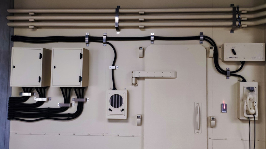 Электротехнические шкафы и коммуникации в павильоне «АТОМ»