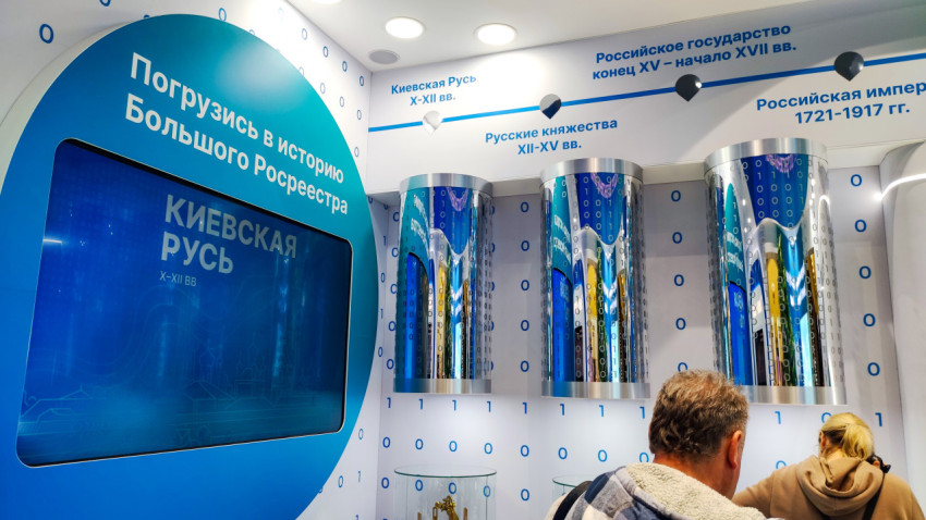 Секция истории Росреестра с интерактивным экраном и хронологией