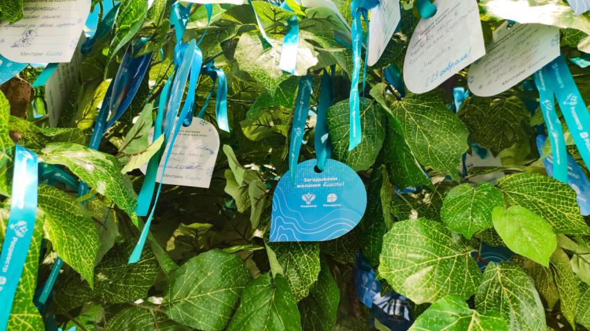 Брендированная бирка на дереве желаний в экспозиции Росреестра