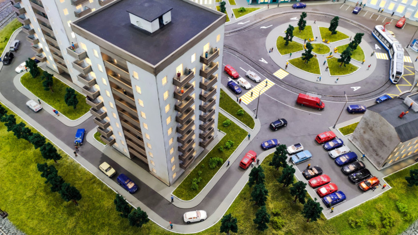 Макет городской застройки и транспортного кольца в экспозиции «Россия в движении»