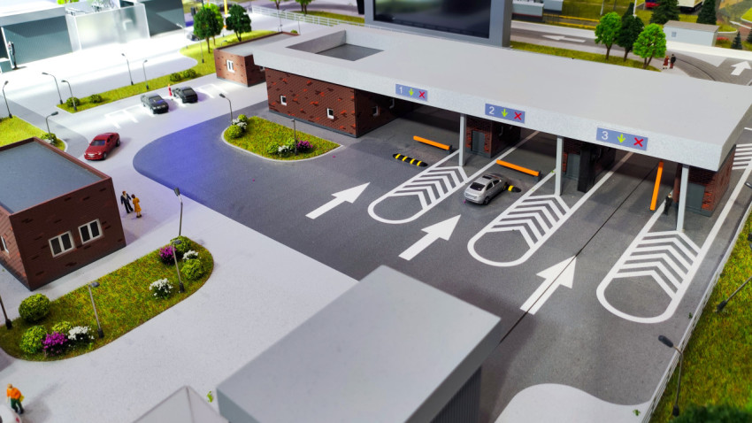 Макет многоуровневого пункта досмотра транспортных средств