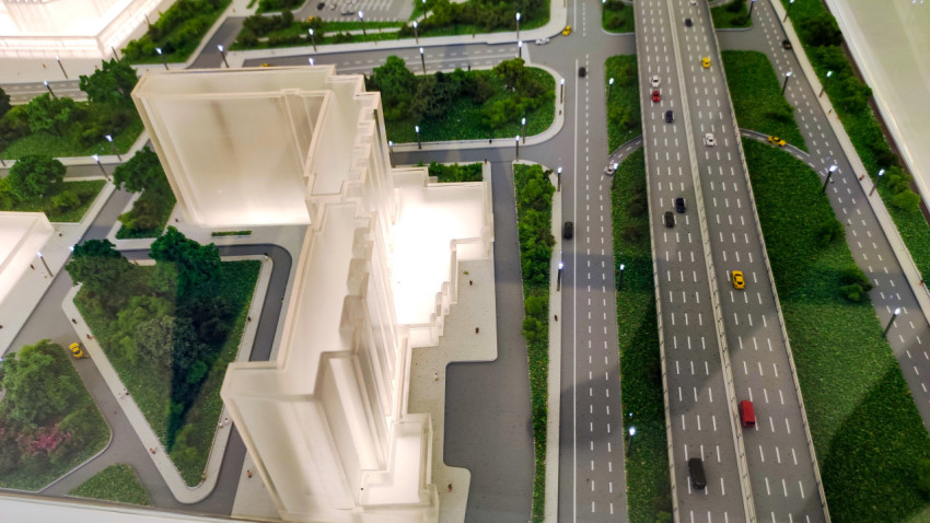 Макет городской магистрали на экспозиции «Строим будущее» в павильоне №15 ВДНХ