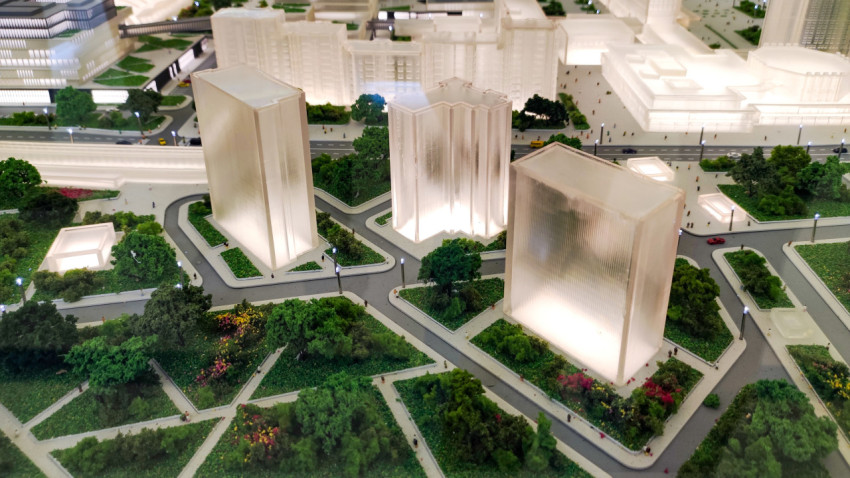 Архитектурный макет жилого квартала на выставке «Строим будущее»