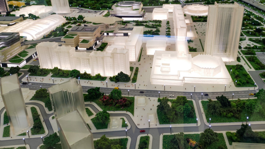 Макет центральной площади и застройки на экспозиции «Строим будущее»