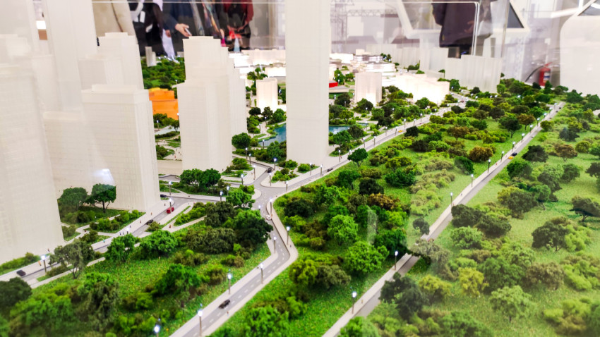 Макет городской парковой зоны на выставке «Строим будущее»