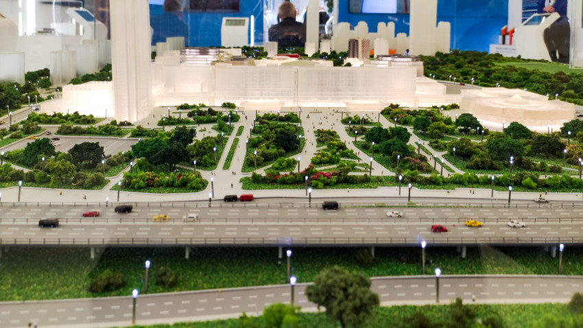 Макет парковой площади и магистрали на экспозиции «Строим будущее»