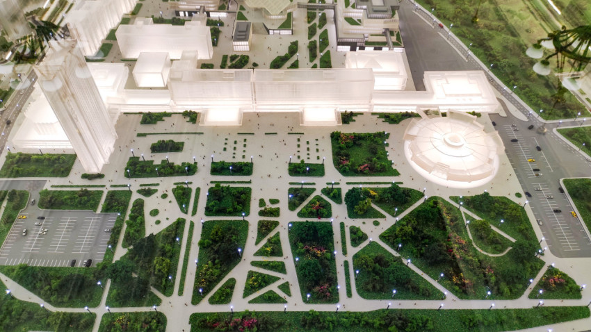 Макет центрального парка и прилегающих зданий на выставке «Строим будущее»