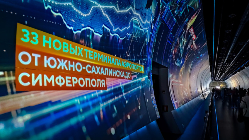 Мультимедийная панель о строительстве аэропортов в галерее «Достижения России»