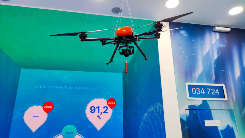 Дрон в зоне цифровых сервисов Росреестра на выставке «Россия»