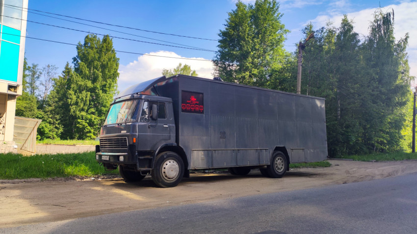 Грузовой автомобиль у лесополосы на обочине дороги