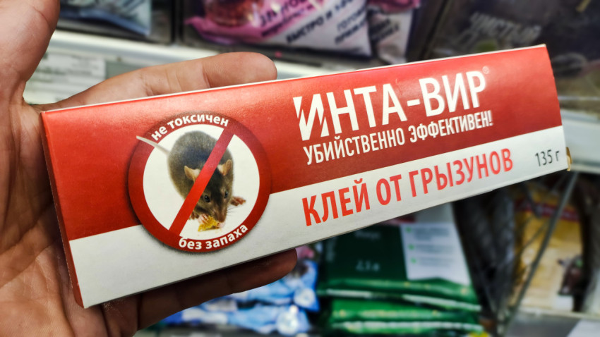 Упаковка клея от грызунов «Инта-Вир» крупным планом