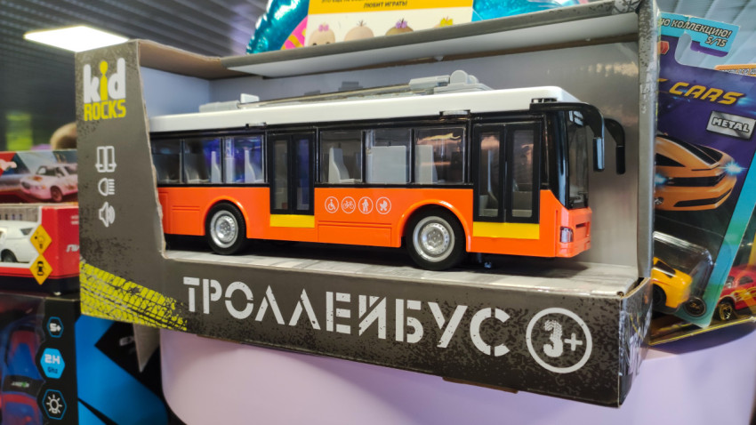 Игрушечный троллейбус в коробке Технопарк