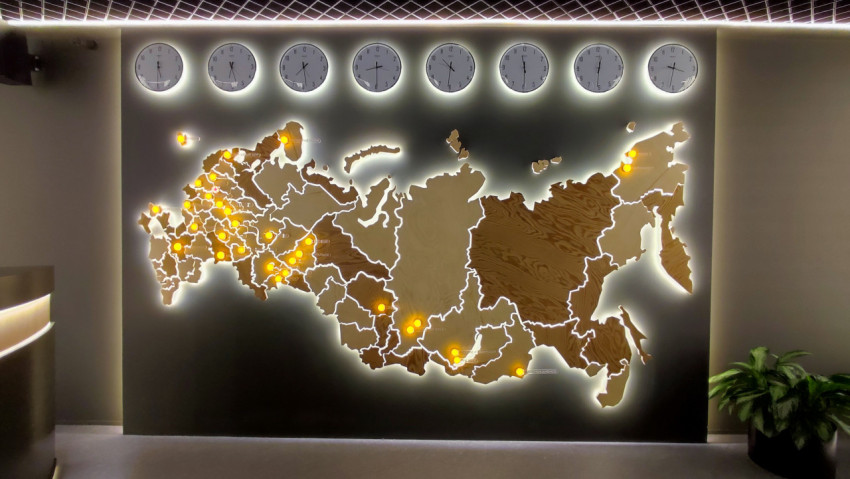 Световая карта регионов России в экспозиционном зале павильона «АТОМ»