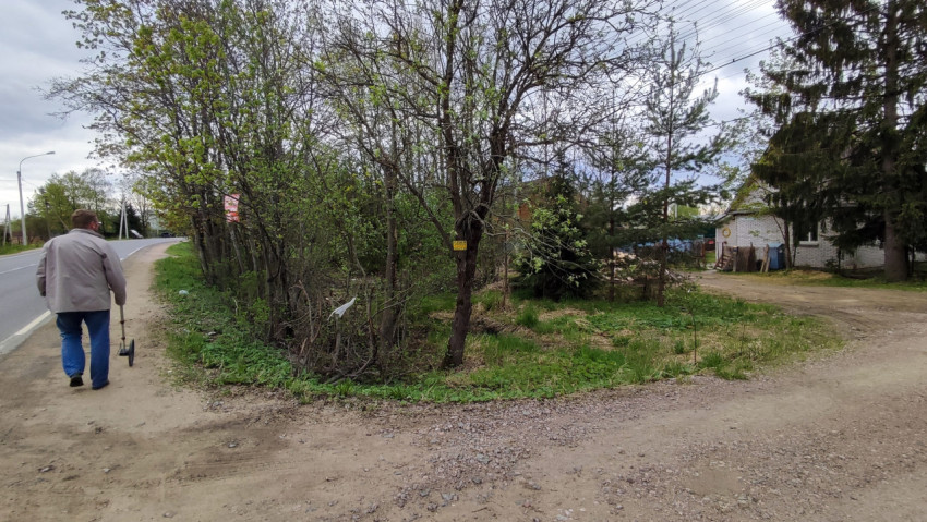 Пешеходы на обочине дороги у загородных домов