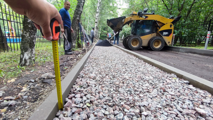 Контроль высоты щебёночного основания при укладке покрытия