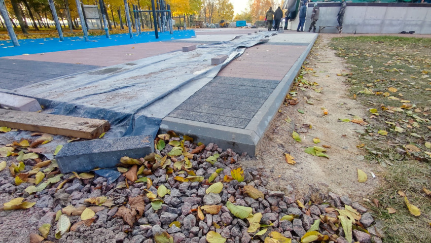 Укладка покрытия на пешеходной зоне