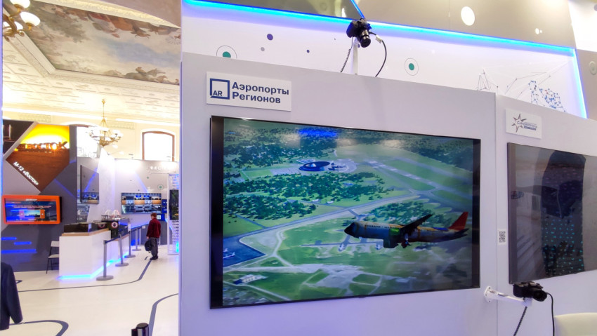 Интерактивный стенд «Аэропорты регионов» на выставке в павильоне №15 ВДНХ