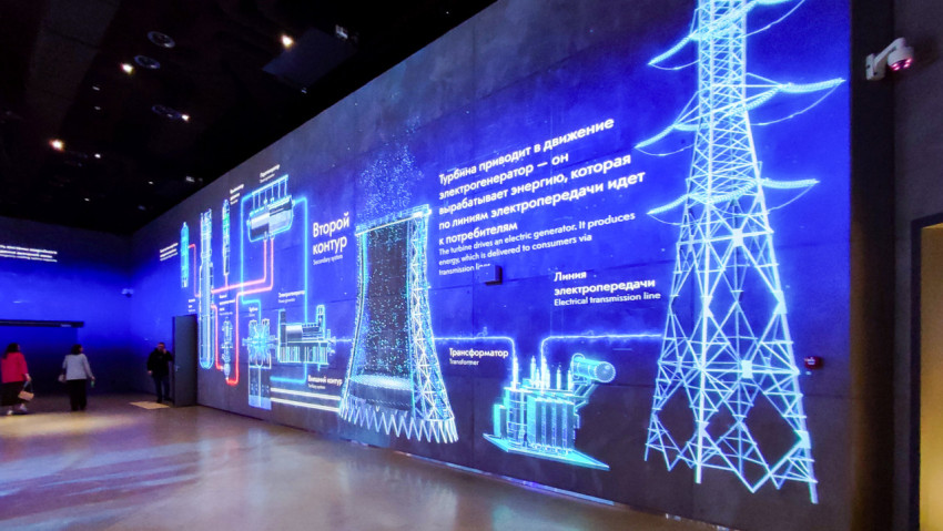 Полная схема циклов выработки энергии ВВЭР-1200 на стене экспозиции ВДНХ