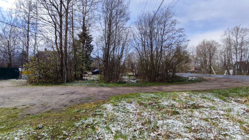 Грунтовый подъезд к дороге среди деревьев