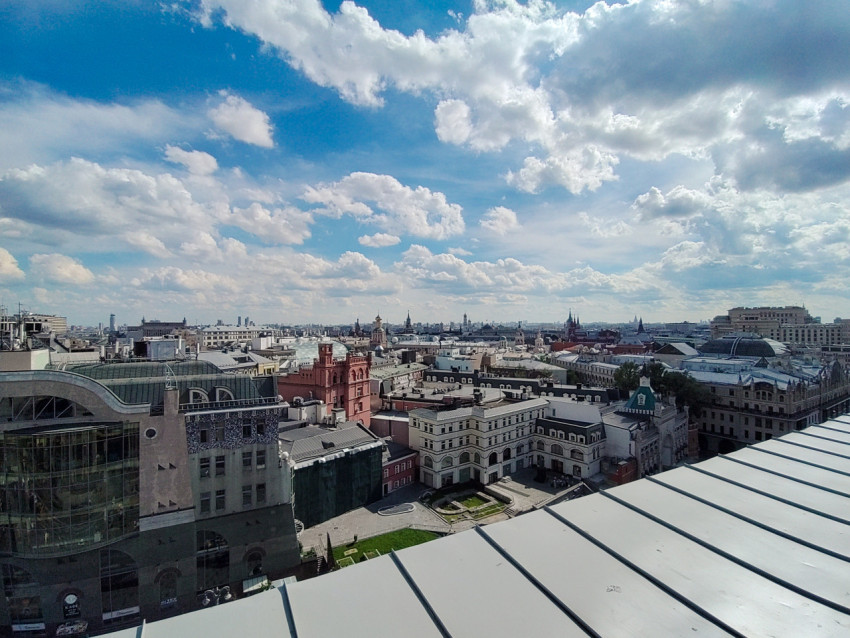 Городская панорама Москвы с крышами и храмами