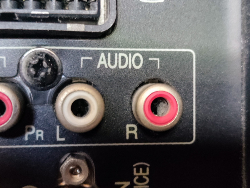 Аудиовходы телевизора с обозначением каналов L и R