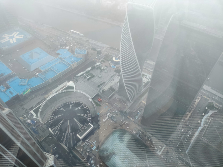 Панорамный вид на деловой центр Москва-Сити с высоты