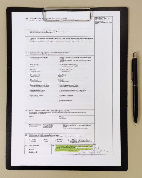 Анкета с данными спонсора и информацией о расходах на поездку