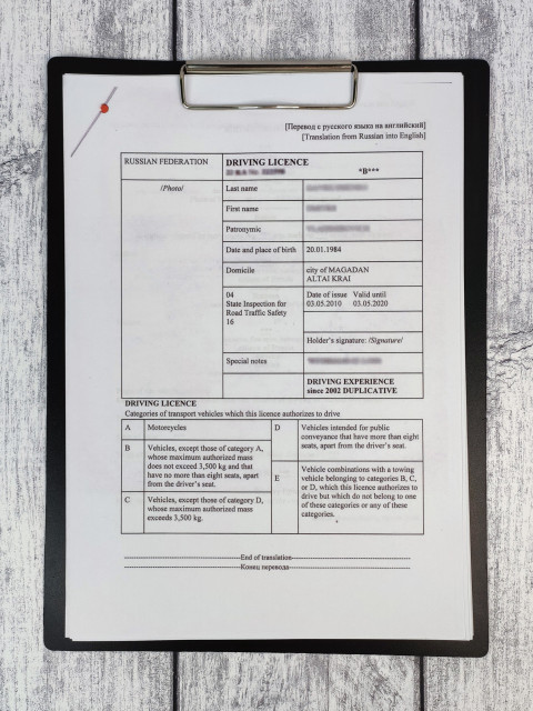 Перевод водительских прав на планшете