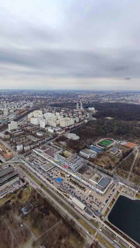 Панорама Останкинского района Москвы с высоты