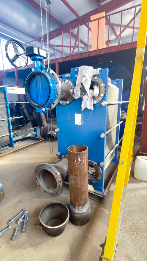 Установка теплообменника с запорной арматурой