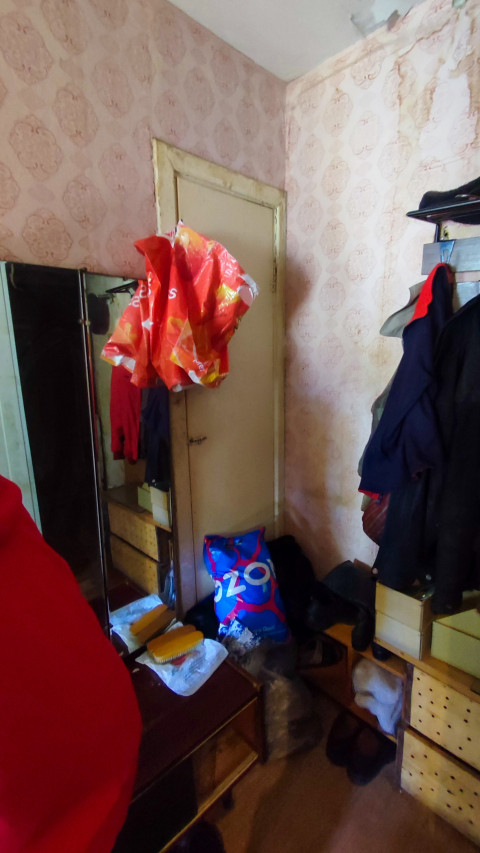 Прихожая с вешалкой, зеркалом и дверью