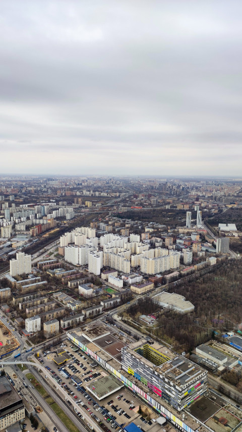 Панорама жилых районов Москвы с Останкинской башни