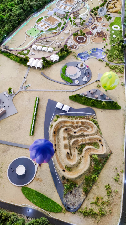 Архитектурная модель «Зелёного острова» с павильонами и ландшафтными зонами