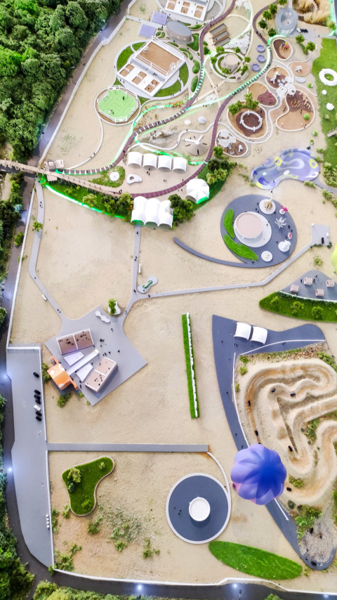 Панорама макета «Зелёного острова» с инфраструктурой и зелёными массивами