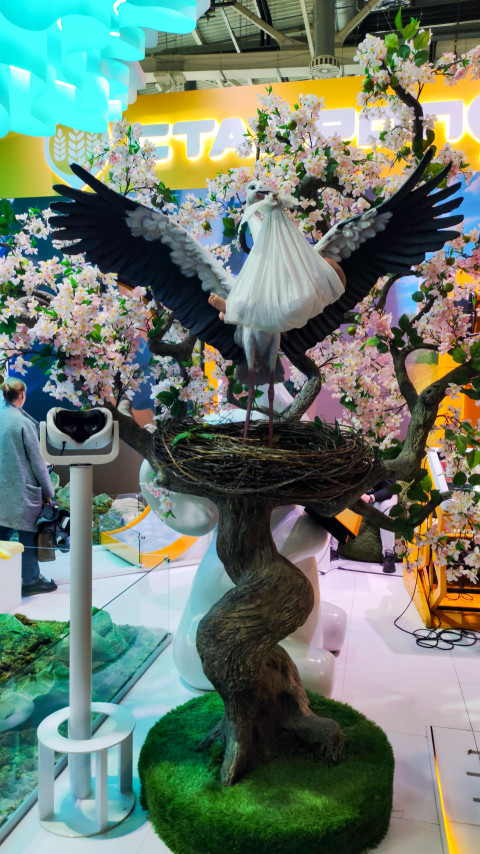 Инсталляция аиста в гнезде на региональном стенде выставки «Россия»